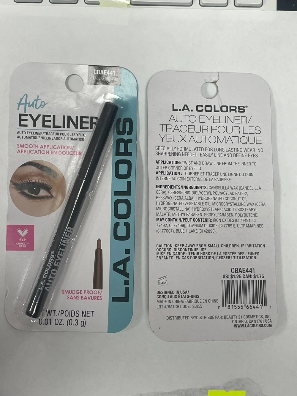 L.A. Colors Auto Eyeliner Lot of 2 - Black/Brown Dual-Tone